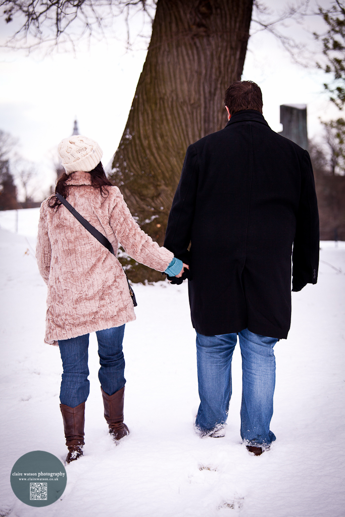 Couple walking away hand in hand